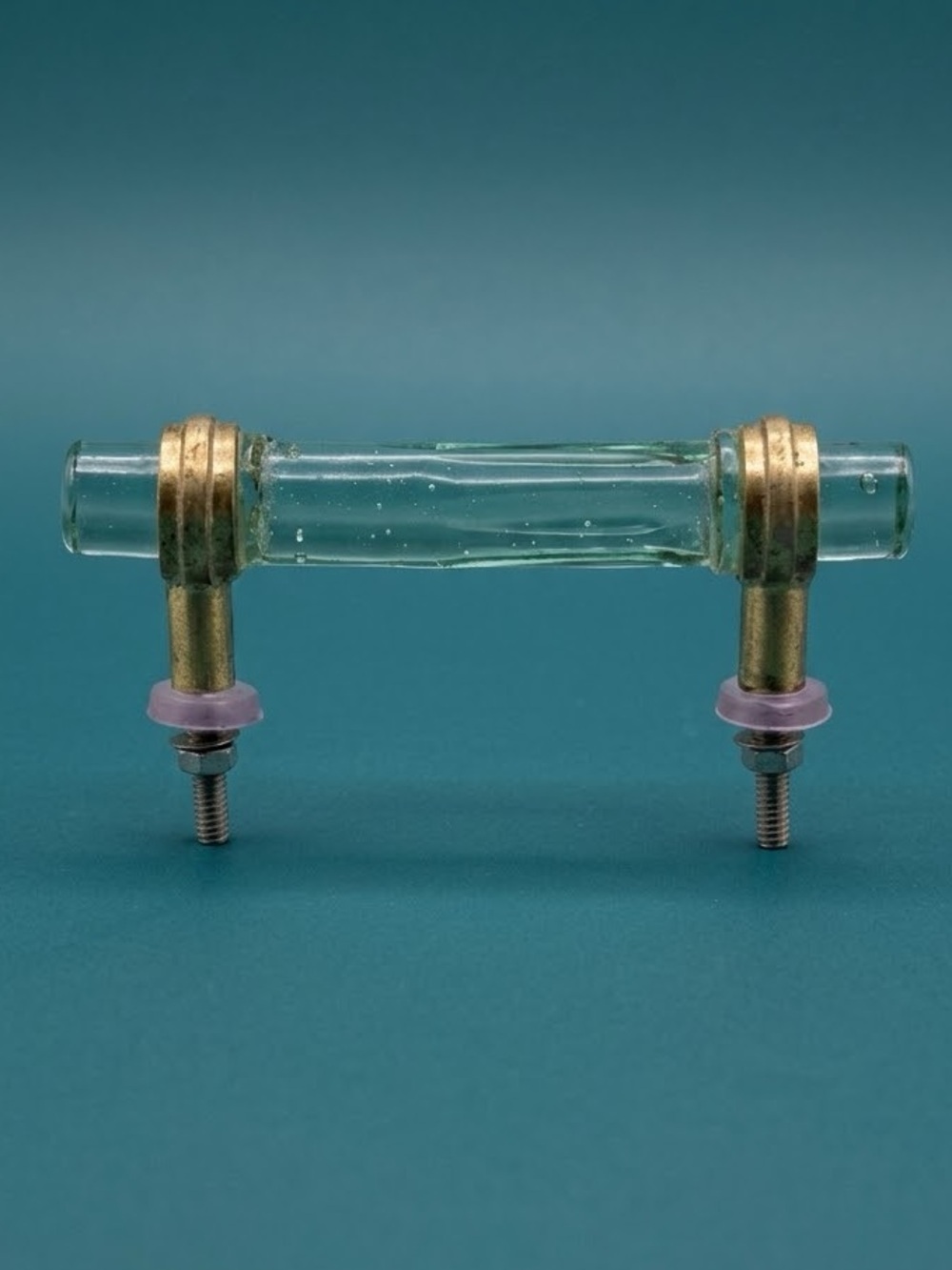 Anthropologie Gwyneth Mint Glass & Brass Drawer Pull 3” C-to-C EUC